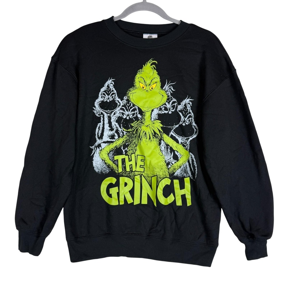 The Grinch Sweatshirt Womens XS Black Mean One Christmas Graphic Fleece Pullover